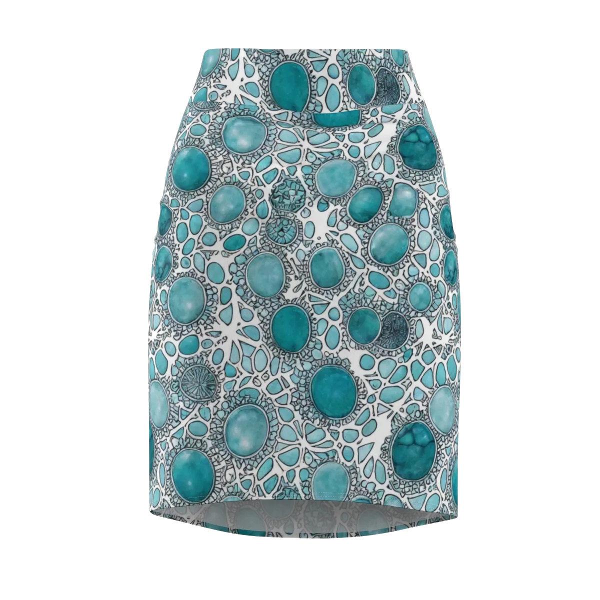 Turquoise Tessellation on Pencil Skirt — Front