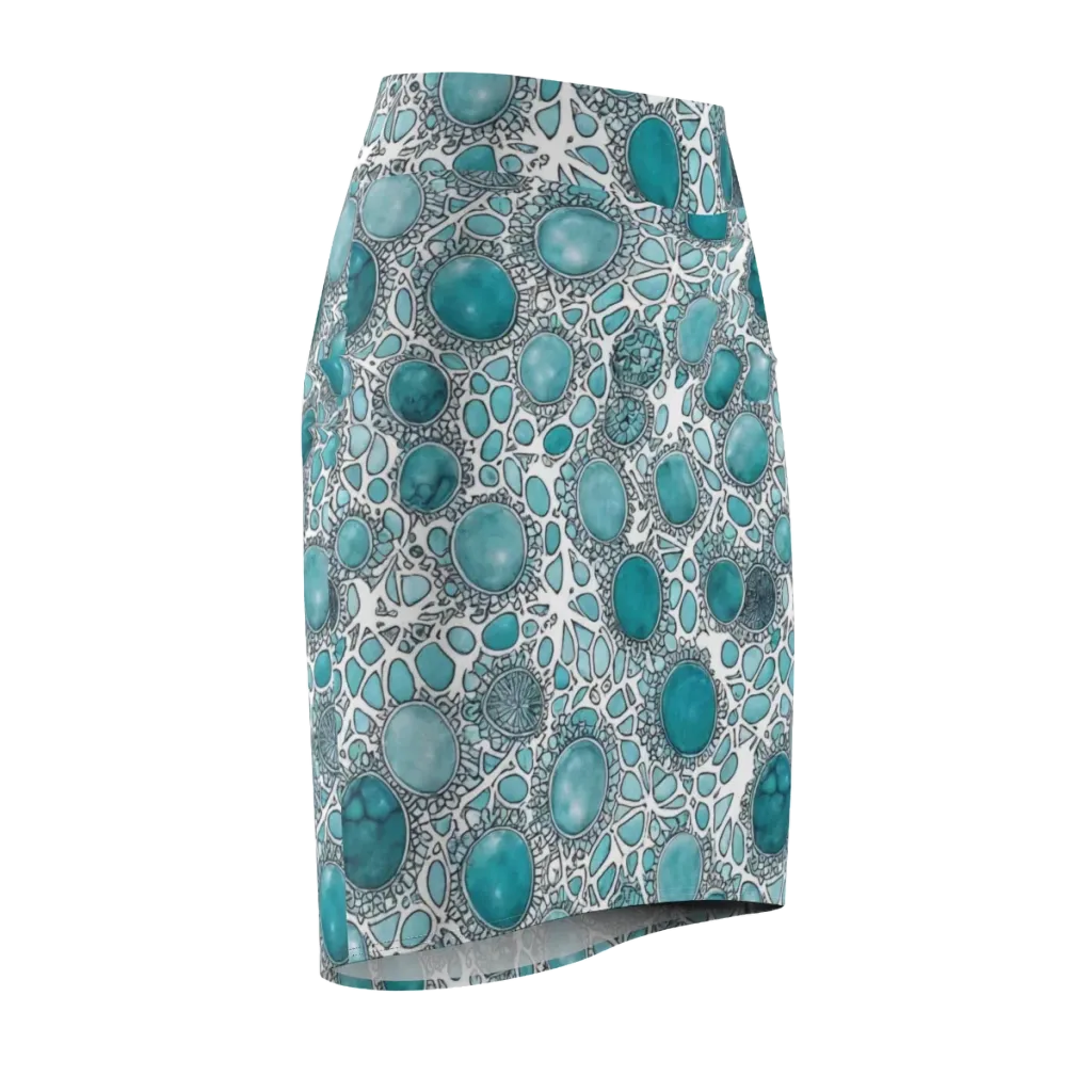Turquoise Tessellation on Pencil Skirt — Front Side