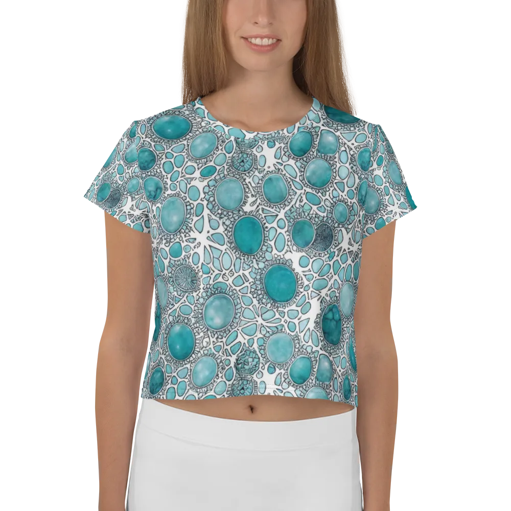Turquoise Tessellation on Crop Tee — Front