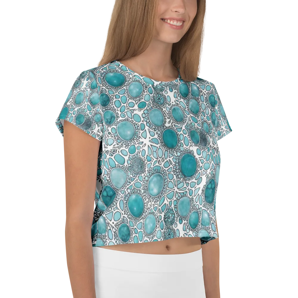 Turquoise Tessellation on Crop Tee — Right