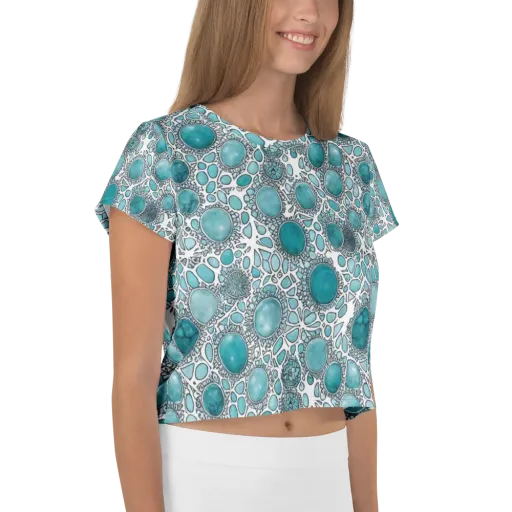 Turquoise Tessellation on a Crop Tee