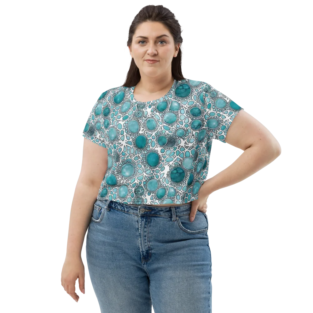Turquoise Tessellation on Crop Tee — Front
