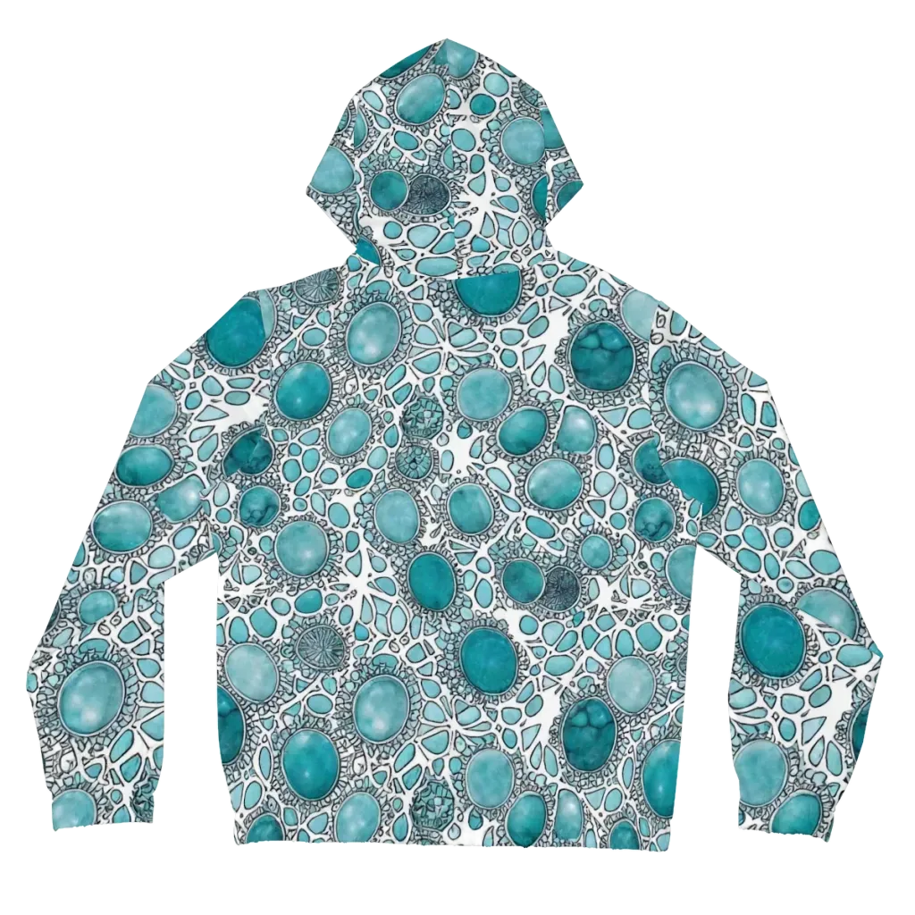 Turquoise Tessellation on Women's Full-Zip Hoodie — Back