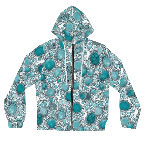 Turquoise Tessellation on a Women's Full-Zip Hoodie