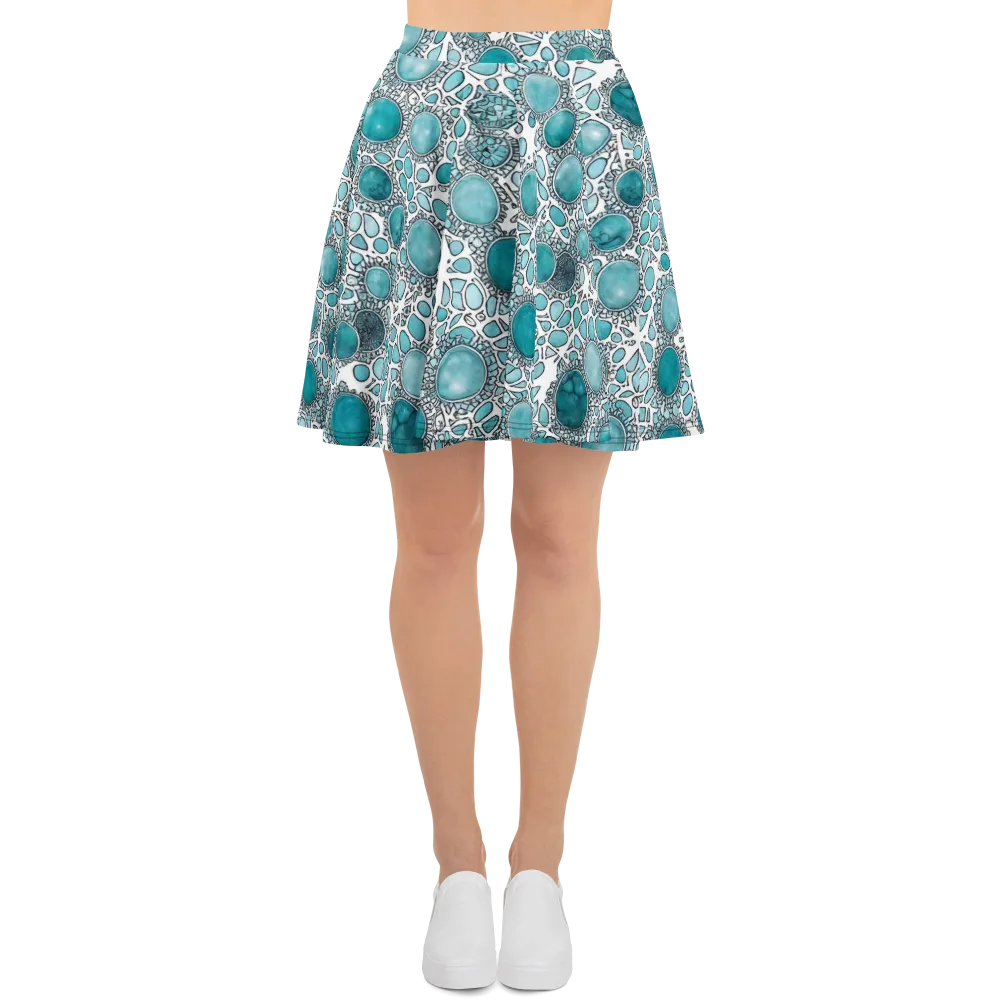 Turquoise Tessellation on Skater Skirt — Front