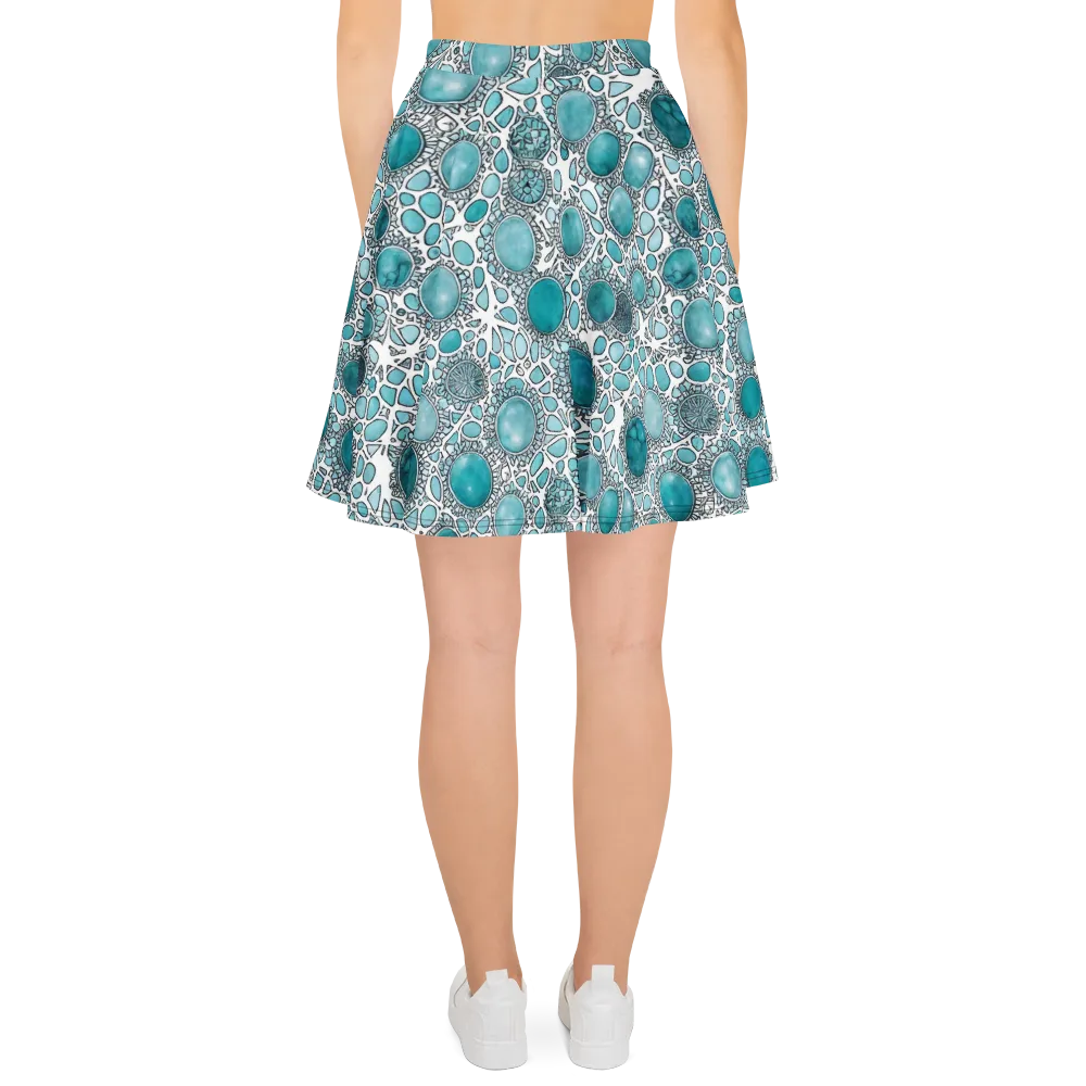 Turquoise Tessellation on Skater Skirt — Back