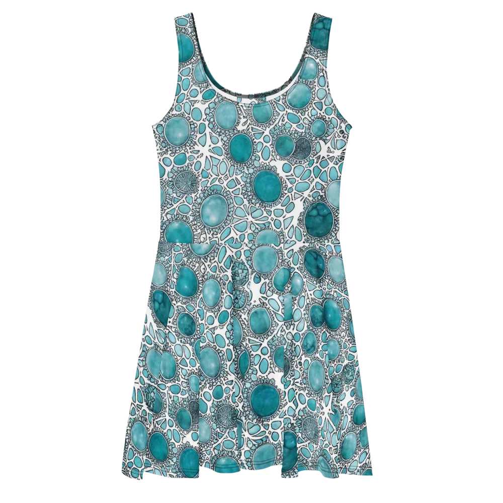 Turquoise Tessellation on Skater Dress — Front