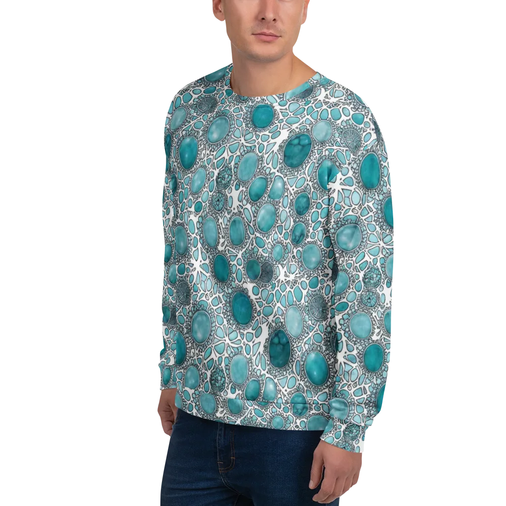 Turquoise Tessellation on Sweatshirt — Left Front