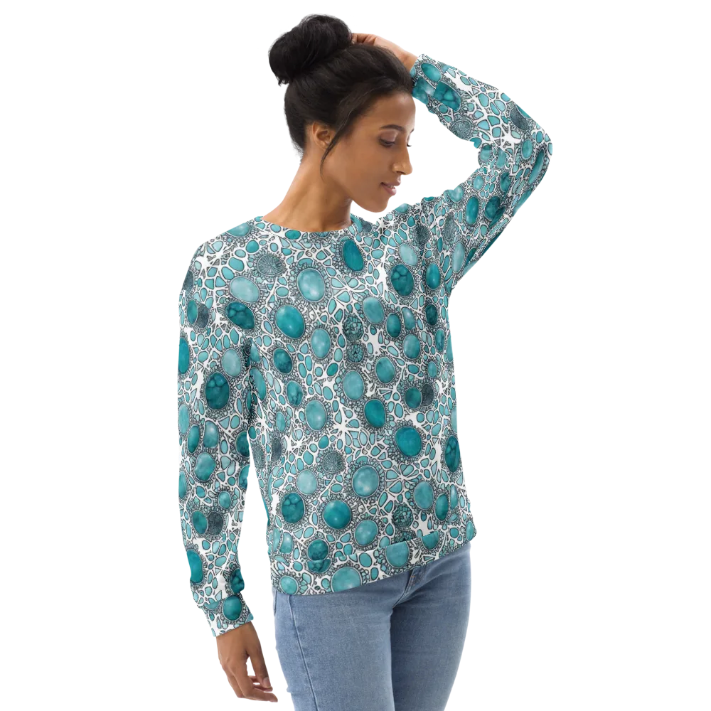 Turquoise Tessellation on Sweatshirt — Right Front