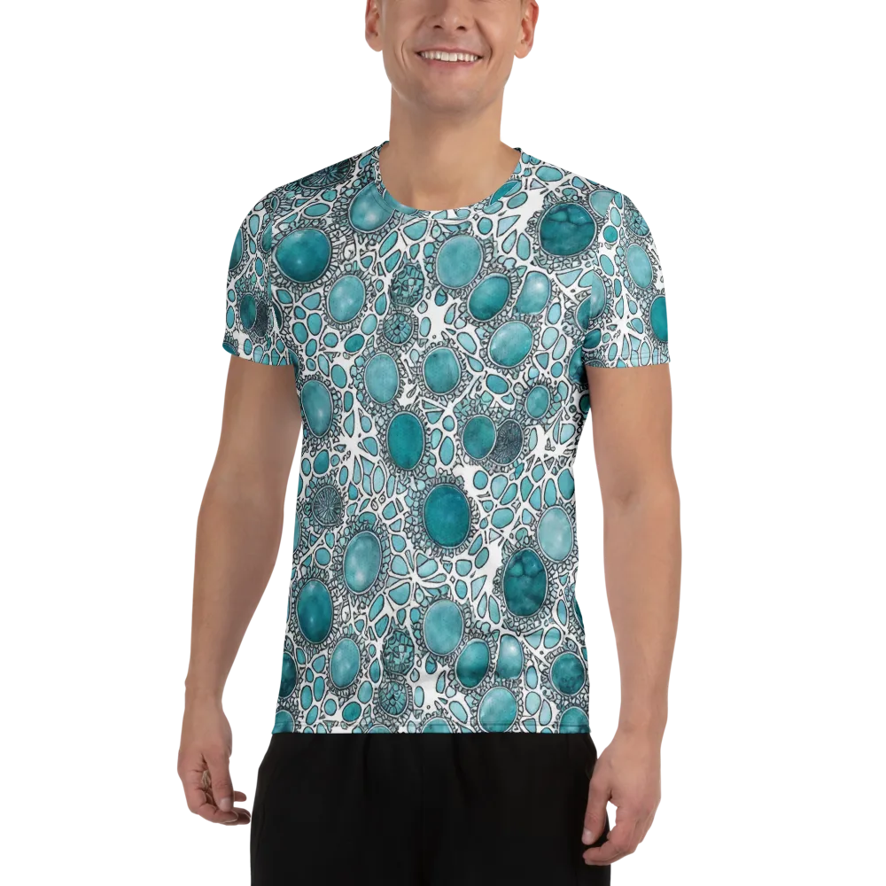 Turquoise Tessellation on Men's Athletic T-Shirt — Front