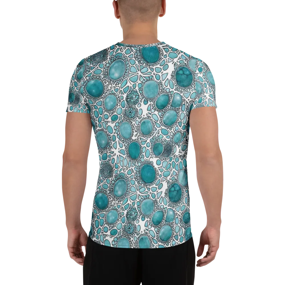 Turquoise Tessellation on Men's Athletic T-Shirt — Back