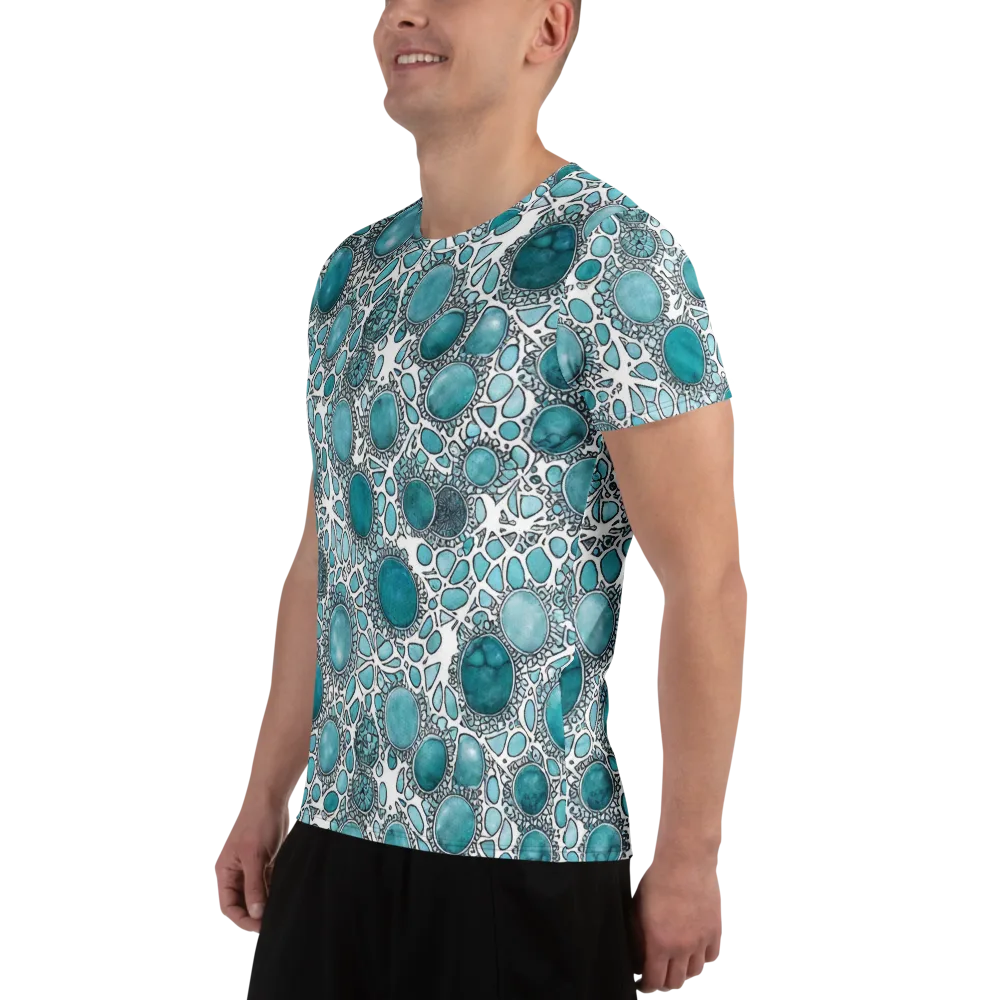 Turquoise Tessellation on Men's Athletic T-Shirt — Left