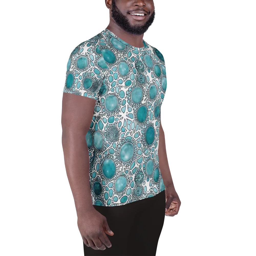 Turquoise Tessellation on Men's Athletic T-Shirt — Right