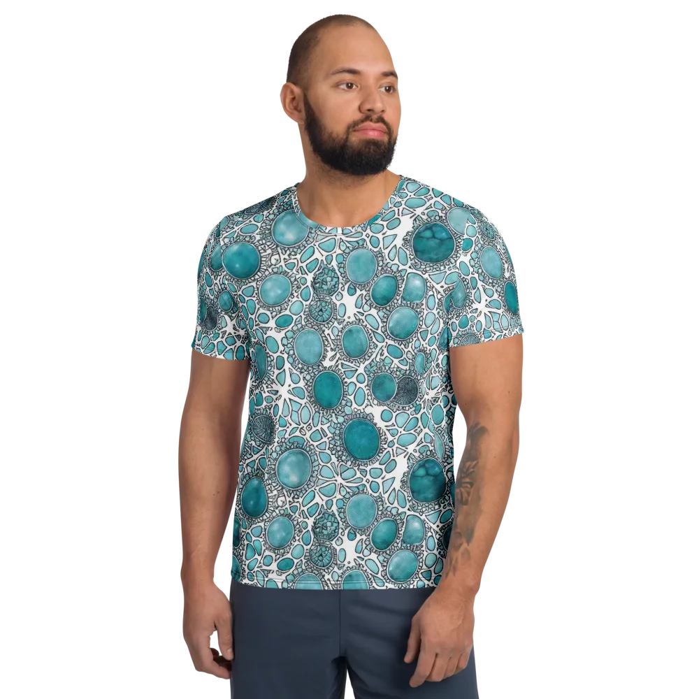 Turquoise Tessellation on Men's Athletic T-Shirt — Front