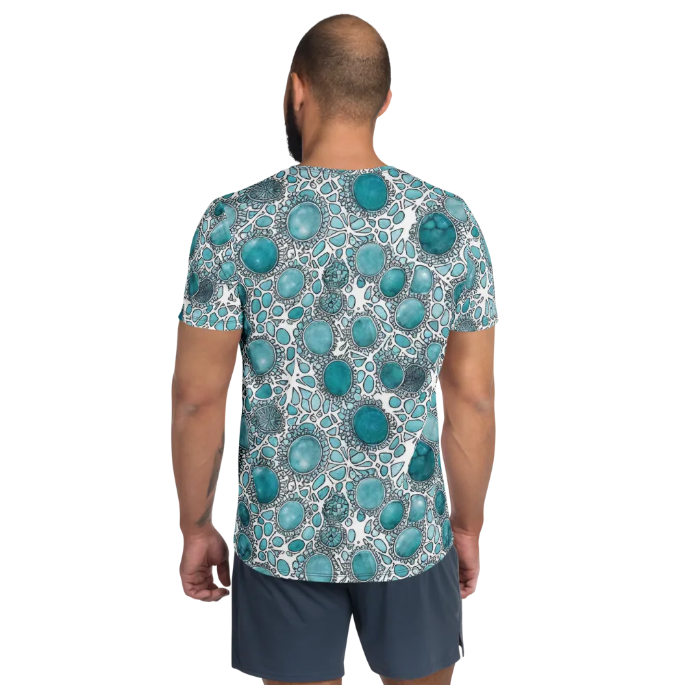 Turquoise Tessellation on Men's Athletic T-Shirt — Back