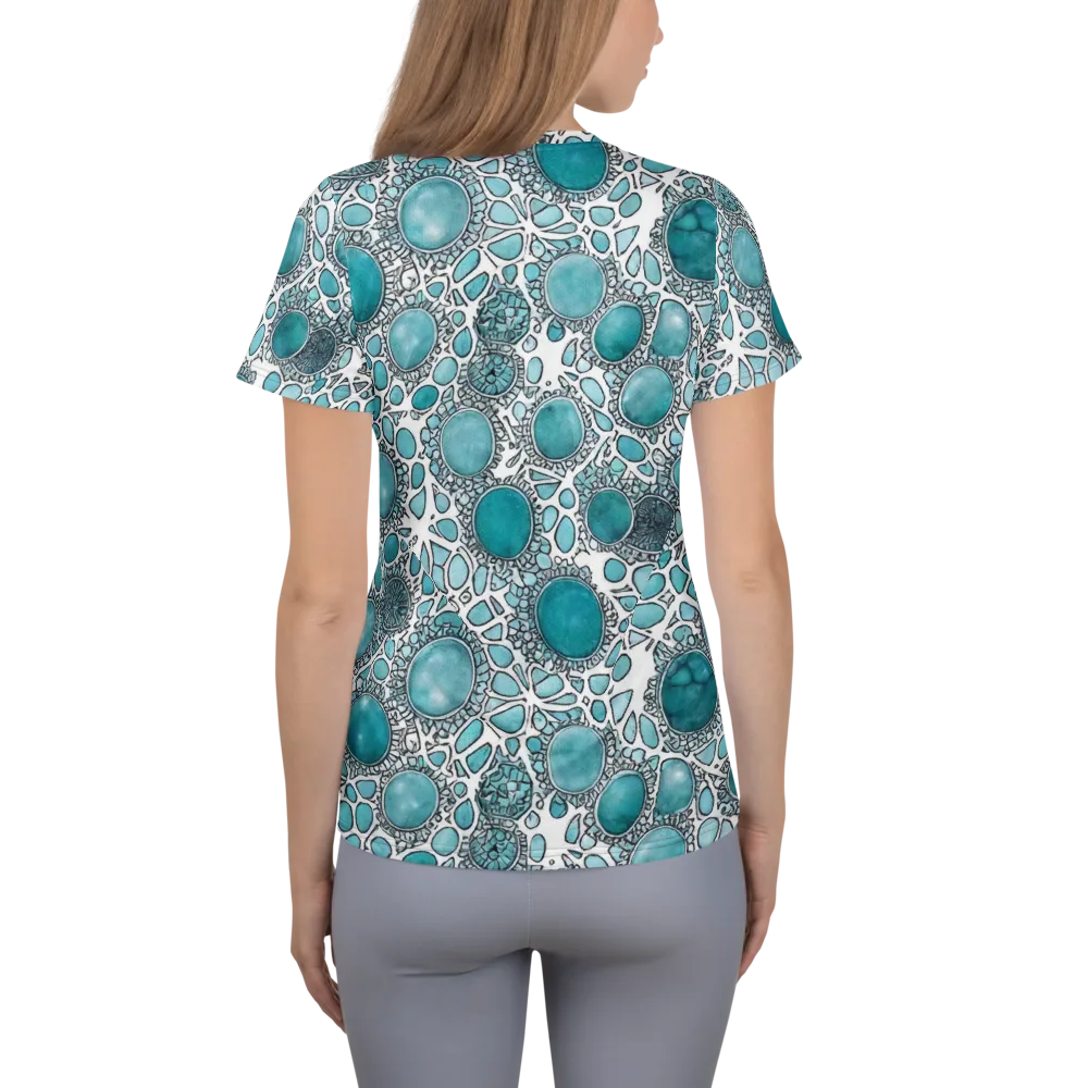 Turquoise Tessellation on Women's Athletic T-Shirt — Back