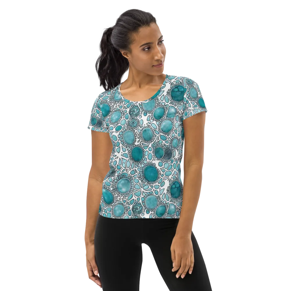 Turquoise Tessellation on Women's Athletic T-Shirt — Front