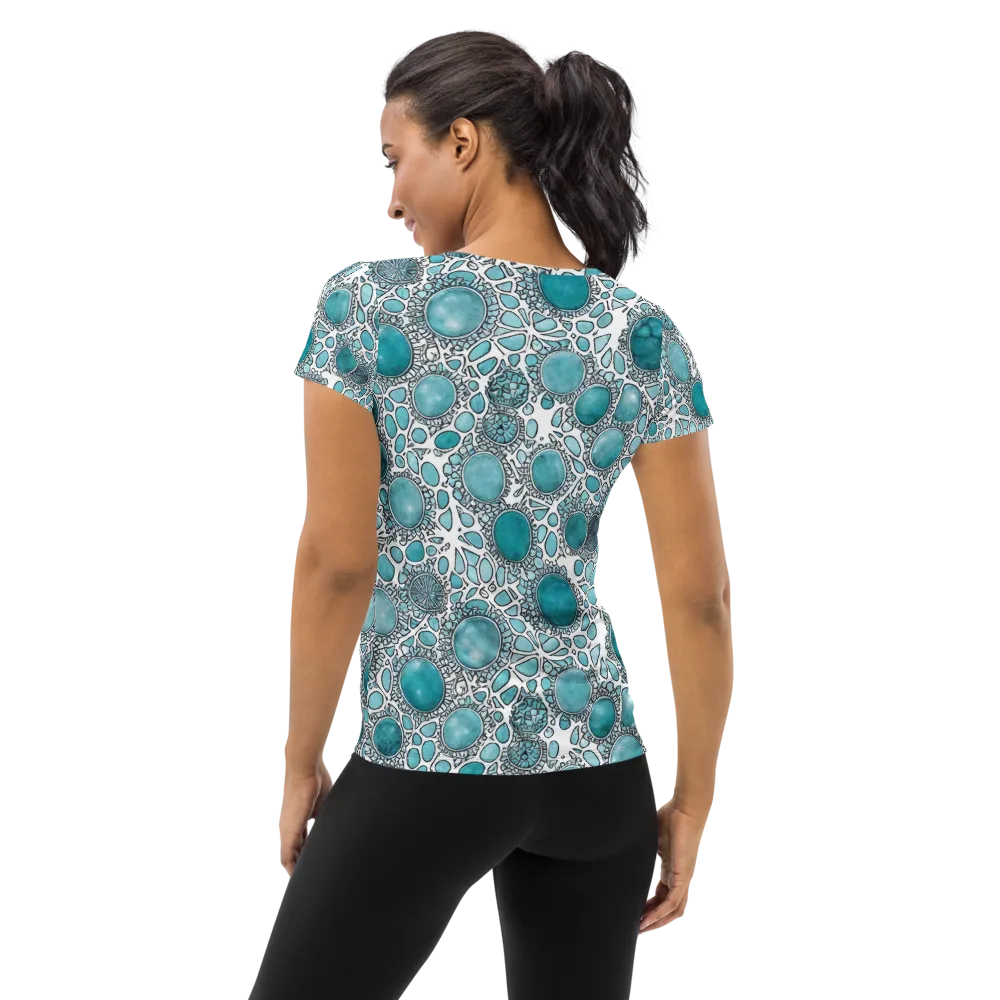 Turquoise Tessellation on Women's Athletic T-Shirt — Back