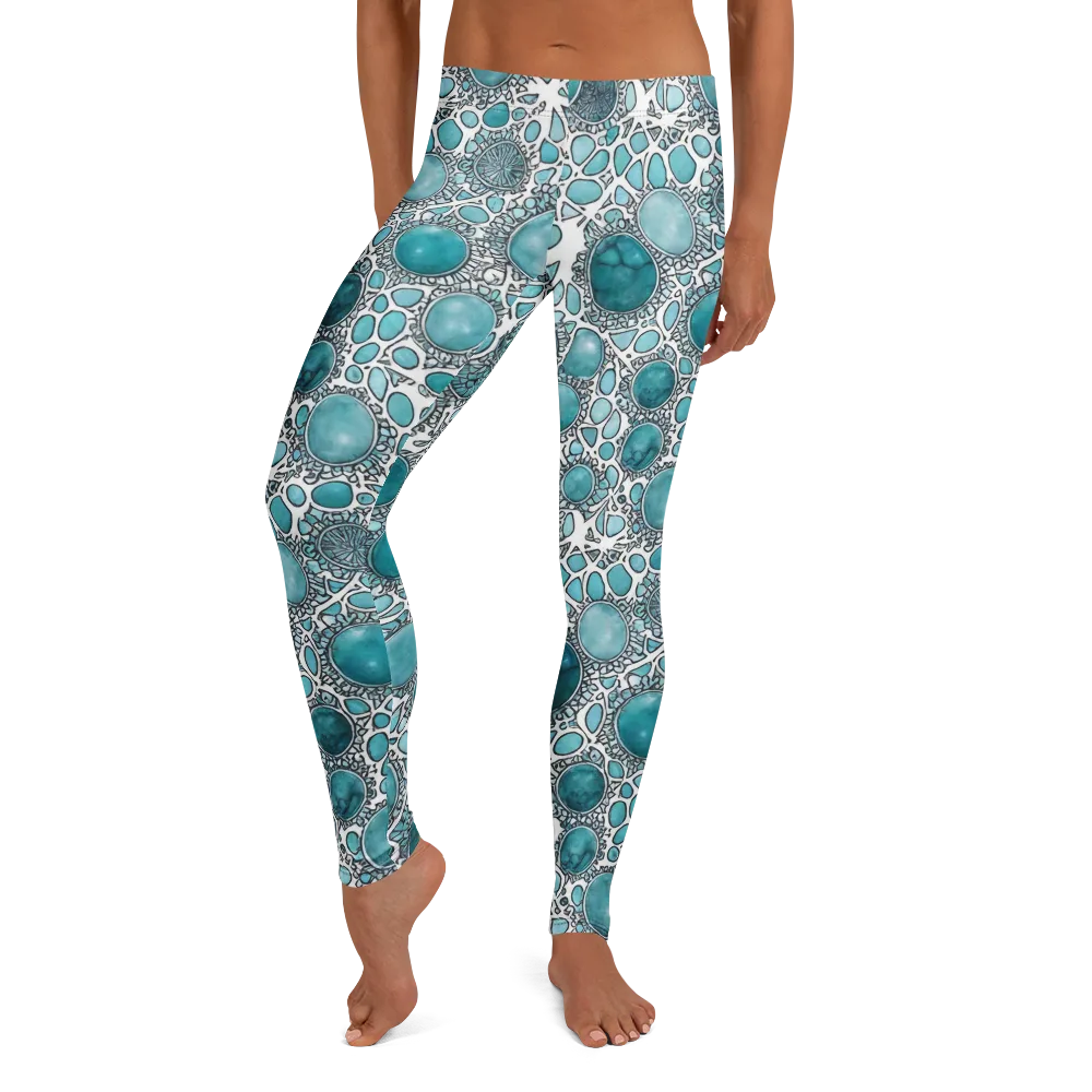 Turquoise Tessellation on Leggings — Front