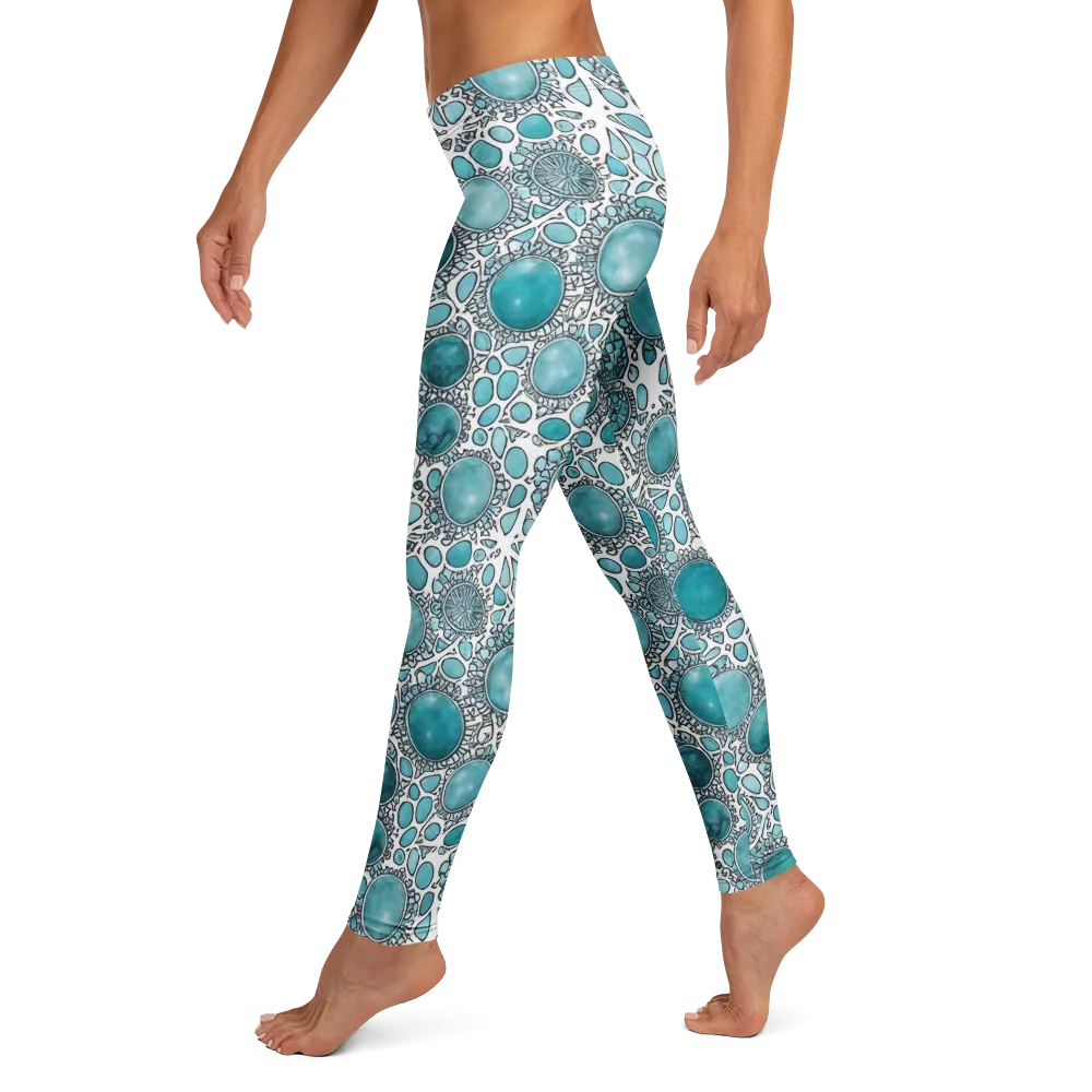 Turquoise Tessellation on Leggings — Left