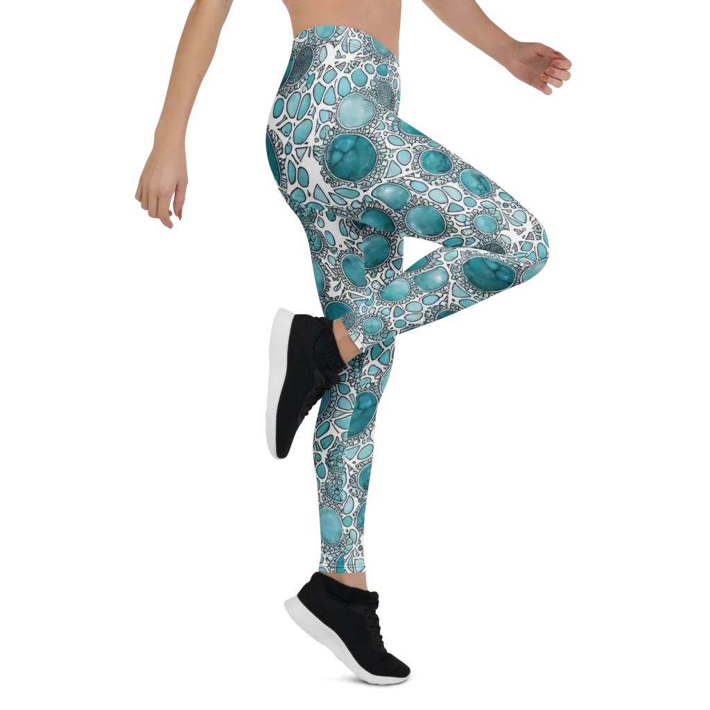 Turquoise Tessellation on Leggings — Right