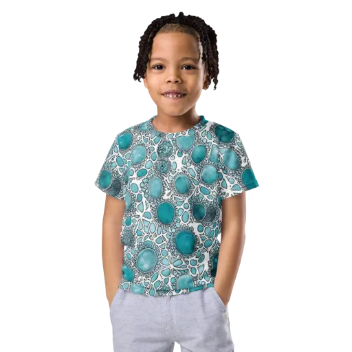 Turquoise Tessellation on a Kids Crew Neck T-Shirt