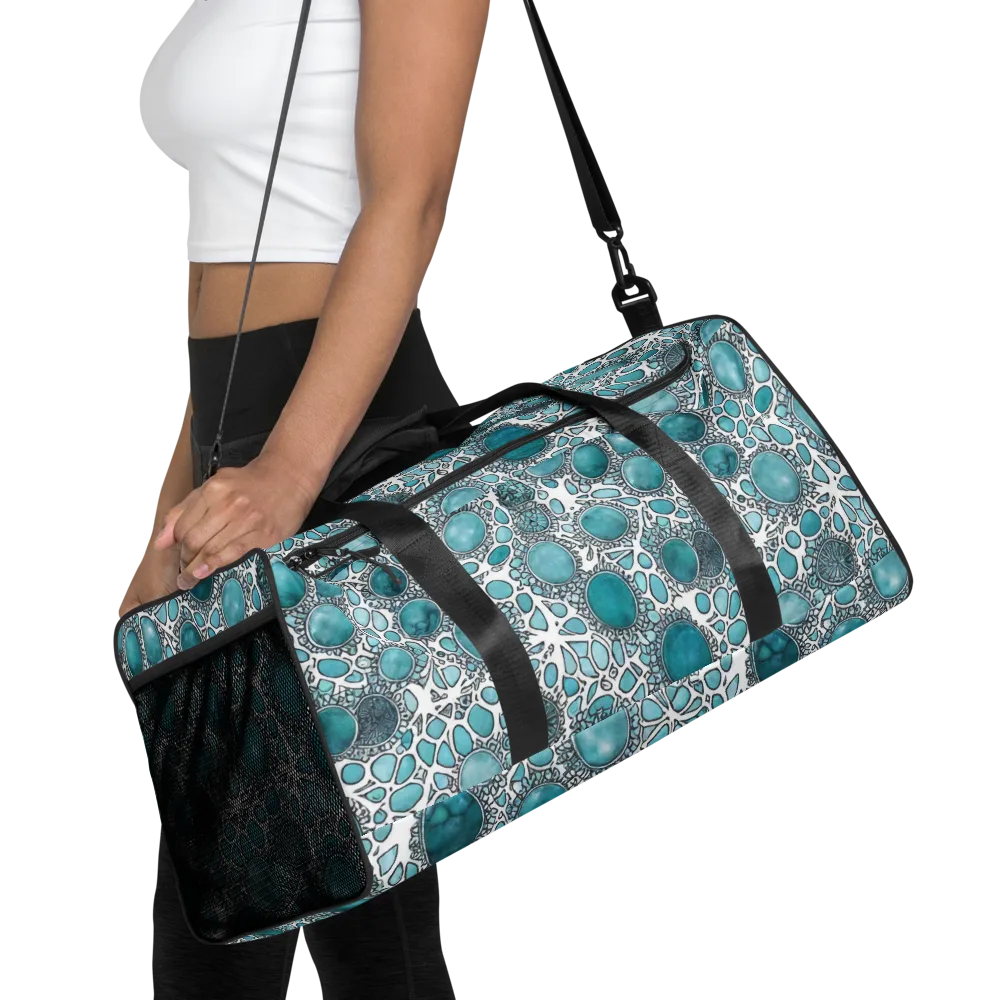 Turquoise Tessellation on Duffle Bag — Front