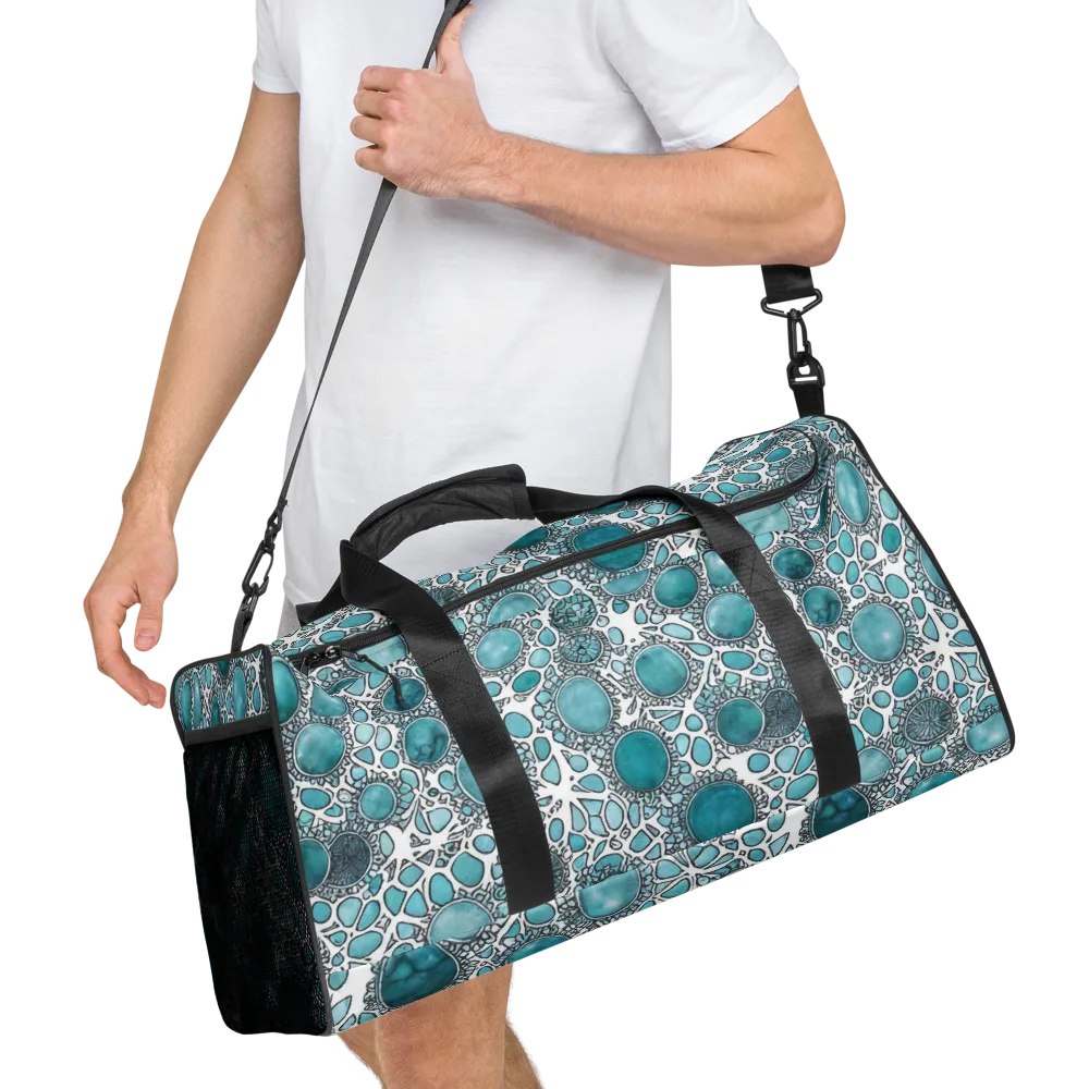 Turquoise Tessellation on Duffle Bag — Right Front
