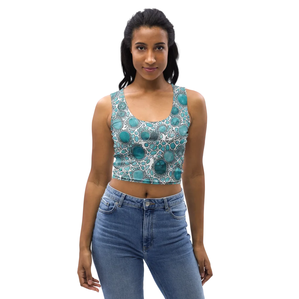Turquoise Tessellation on Crop Top — Front