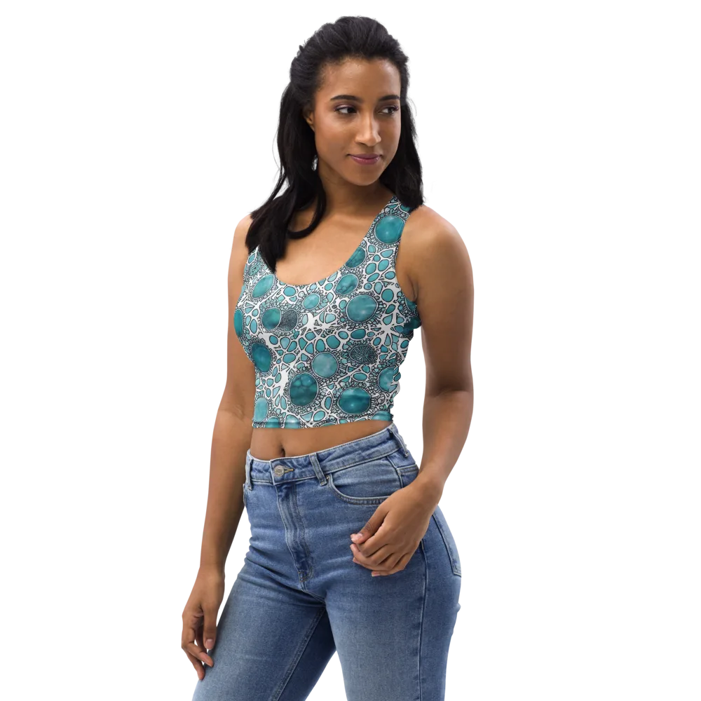 Turquoise Tessellation on Crop Top — Left Front