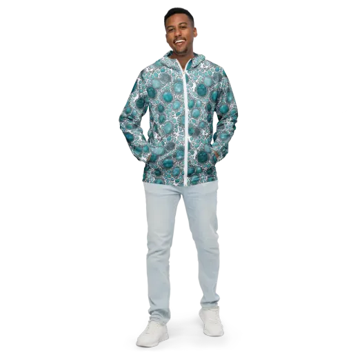 Turquoise Tessellation on a Men's Windbreaker