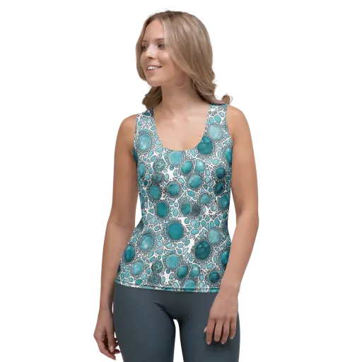 Turquoise Tessellation on a Women's Tank Top