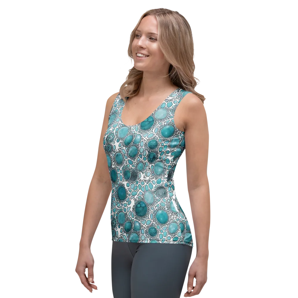 Turquoise Tessellation on Women's Tank Top — Left Front