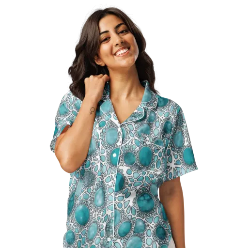 Turquoise Tessellation on a Women's Short Sleeve Pajama Top
