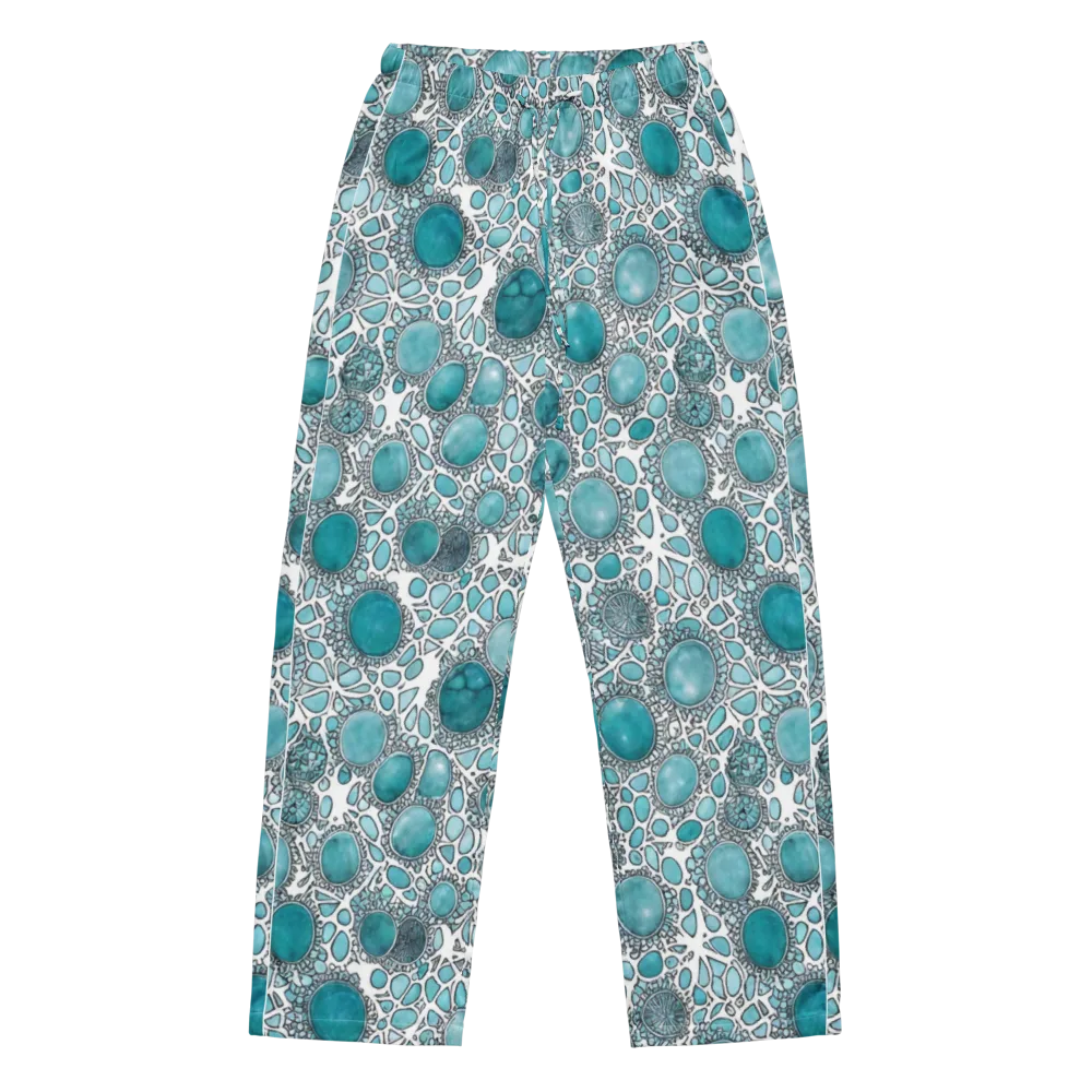 Turquoise Tessellation on Women's Pajama Pants — Front