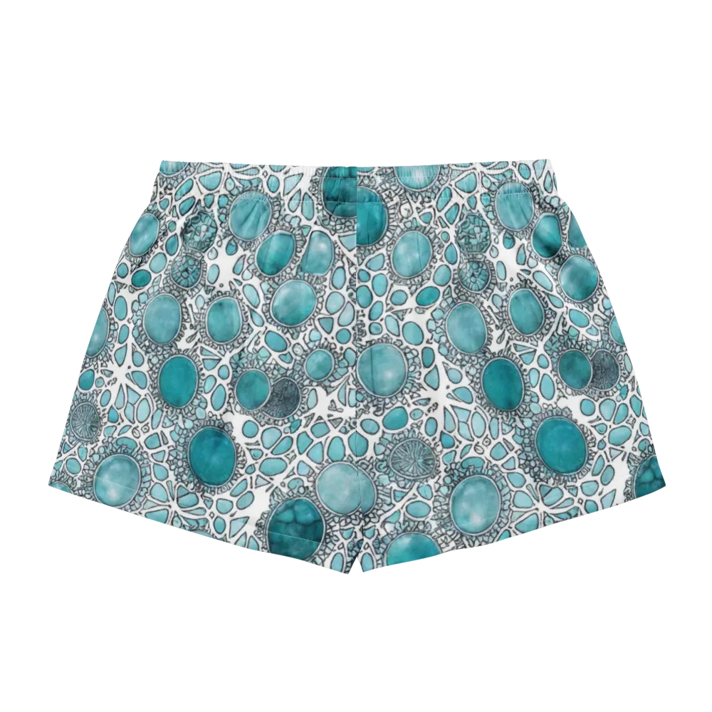 Turquoise Tessellation on Women's Pajama Shorts — Back
