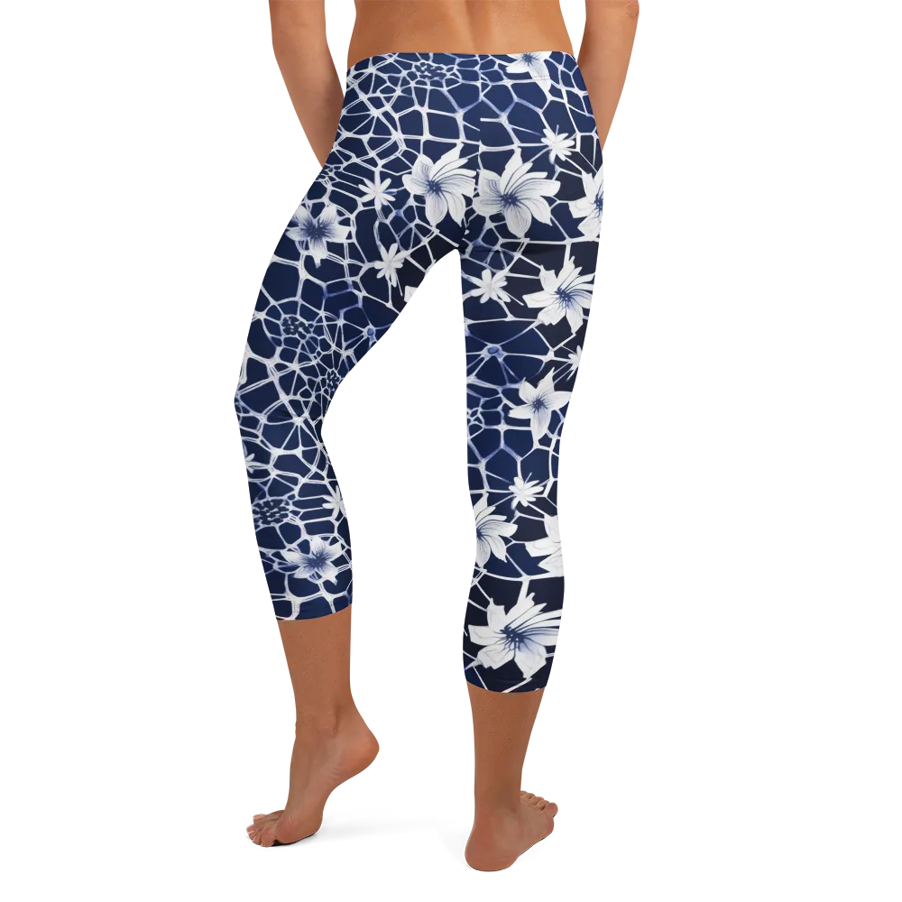 Midnight Wildflower on Capri Leggings — Back