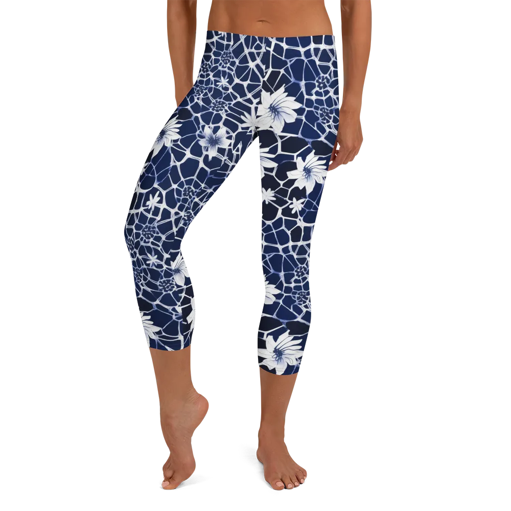 Midnight Wildflower on Capri Leggings — Front