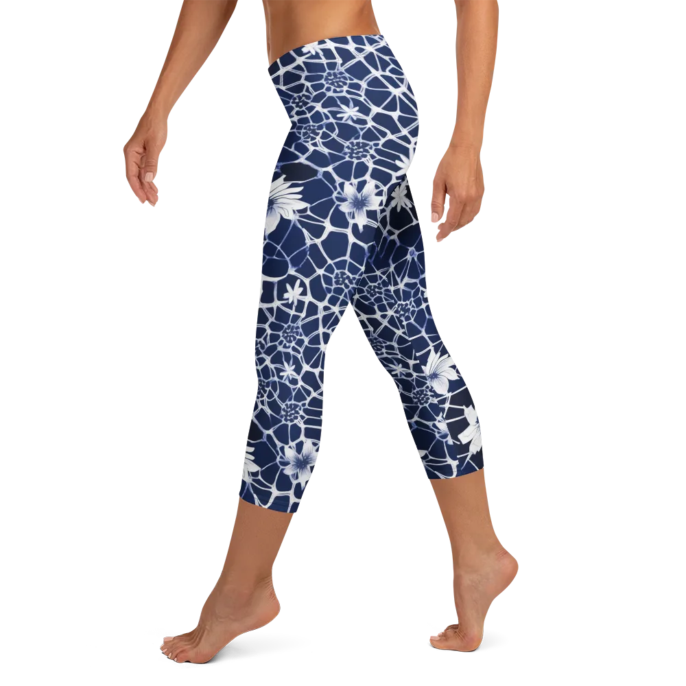 Midnight Wildflower on Capri Leggings — Left
