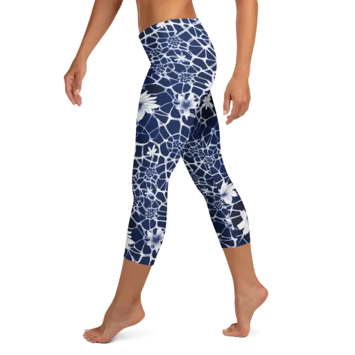 Midnight Wildflower on a Capri Leggings