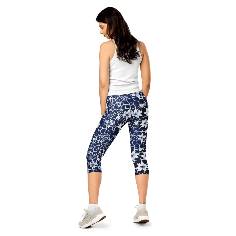 Midnight Wildflower on Capri Leggings — Back