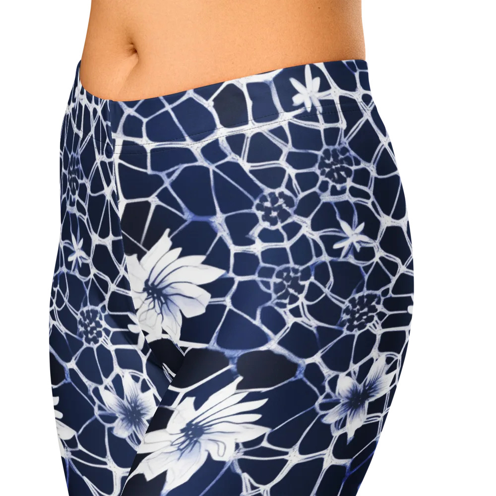 Midnight Wildflower on Capri Leggings — Zoomed-in