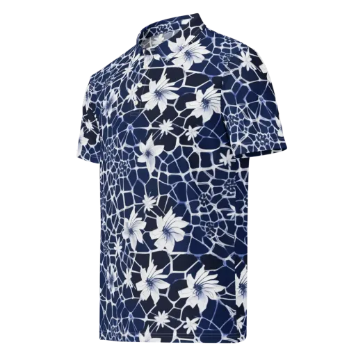 Midnight Wildflower on a Men's Slim Fit Polo Shirt