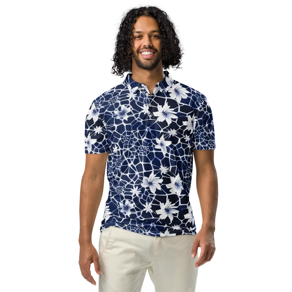 Midnight Wildflower on Men's Slim Fit Polo Shirt — Front