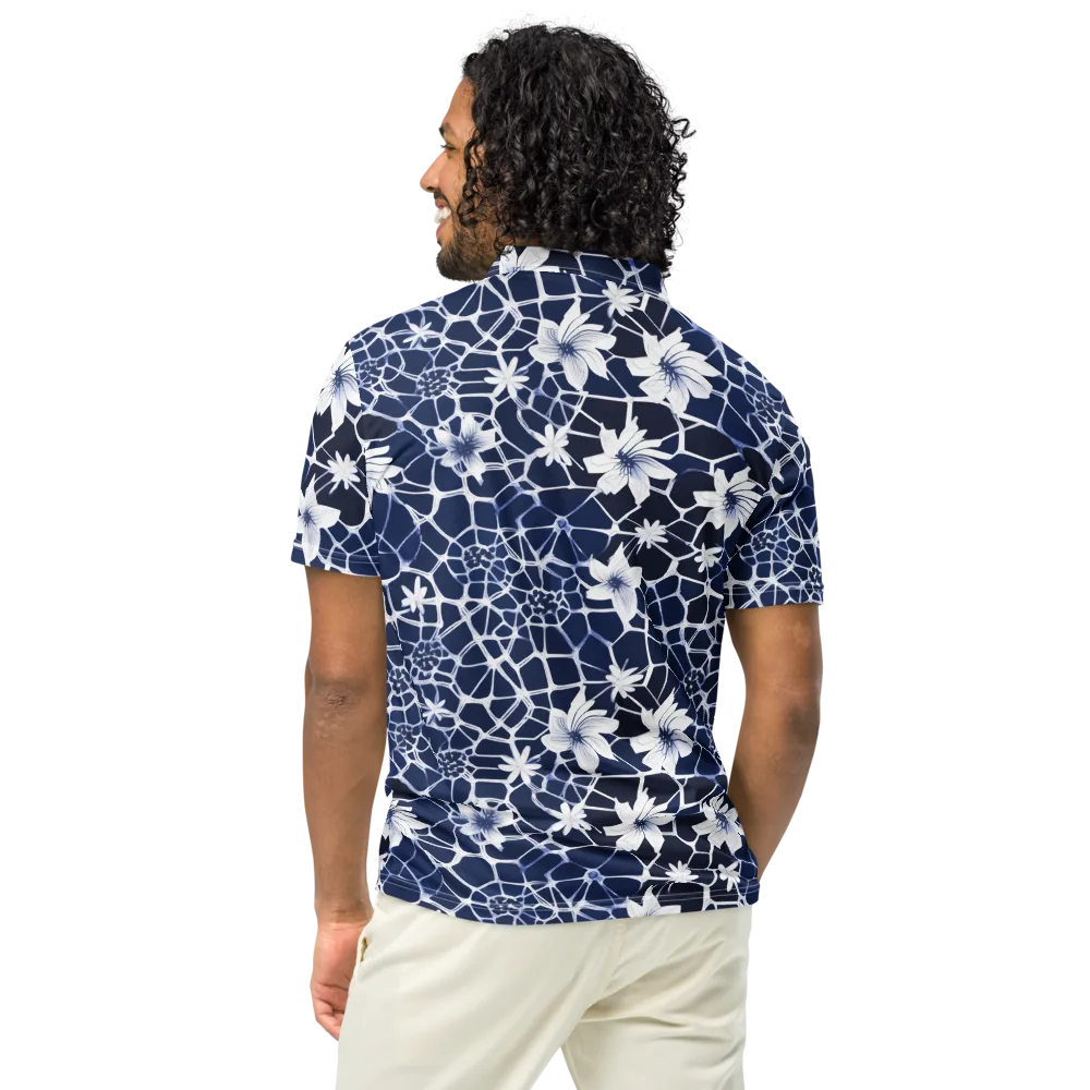 Midnight Wildflower on Men's Slim Fit Polo Shirt — Back