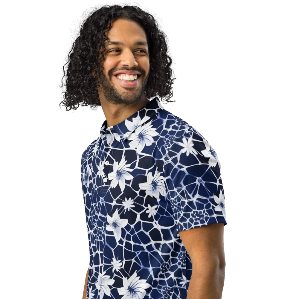 Midnight Wildflower on Men's Slim Fit Polo Shirt — Left Front