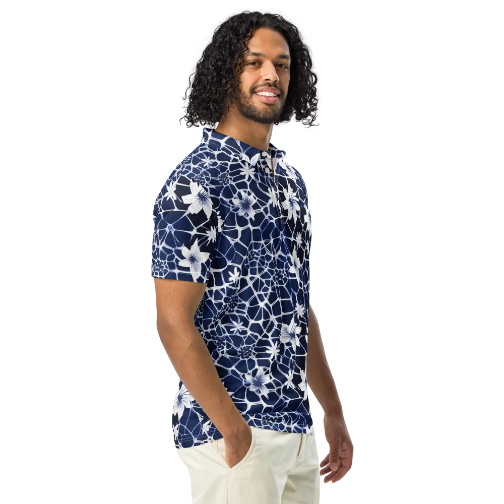 Midnight Wildflower on Men's Slim Fit Polo Shirt — Right Front