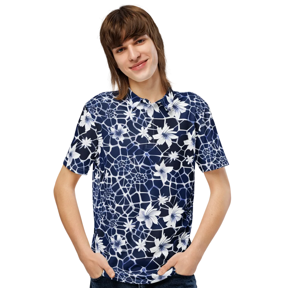 Midnight Wildflower on Men's Slim Fit Polo Shirt — Front