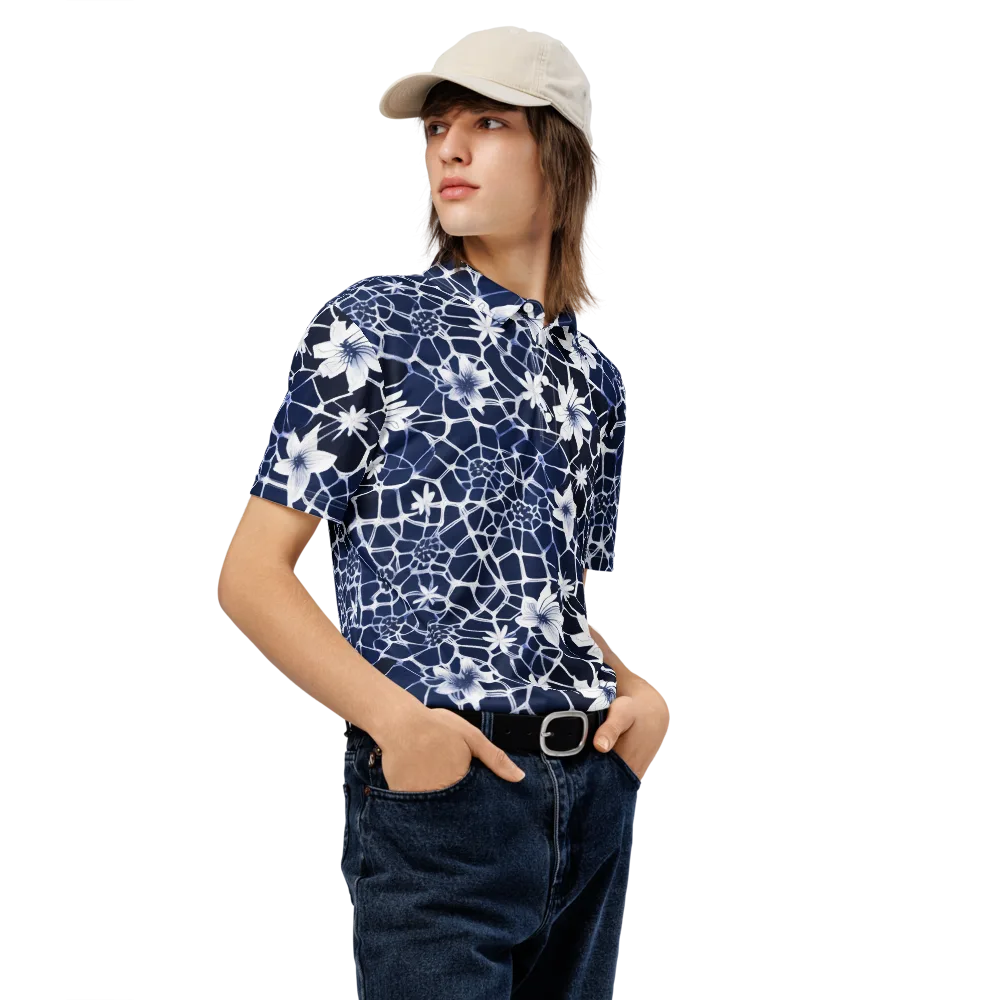 Midnight Wildflower on Men's Slim Fit Polo Shirt — Right Front