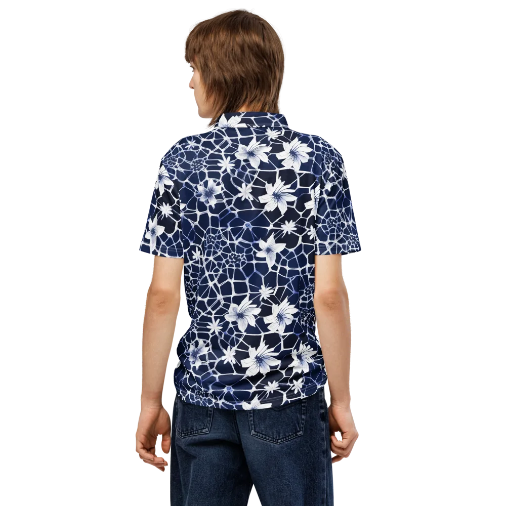 Midnight Wildflower on Men's Slim Fit Polo Shirt — Back